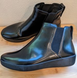 Fitflop Black Leather Chelsea Ankle Boot
